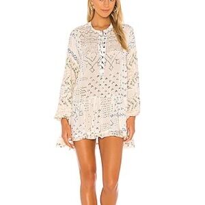 Free People Shibori Tunic Dress Ivory Size Small